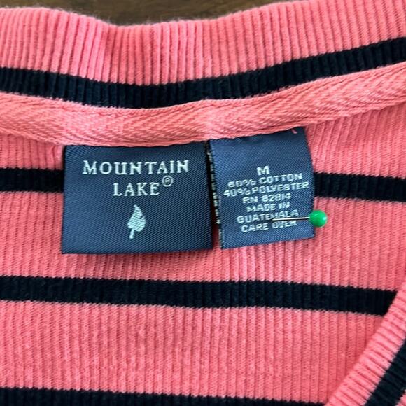 Mountain Lake Size M Pink & Black Striped Ribbed Sleeveless Knit Tank Top - Picture 4 of 7